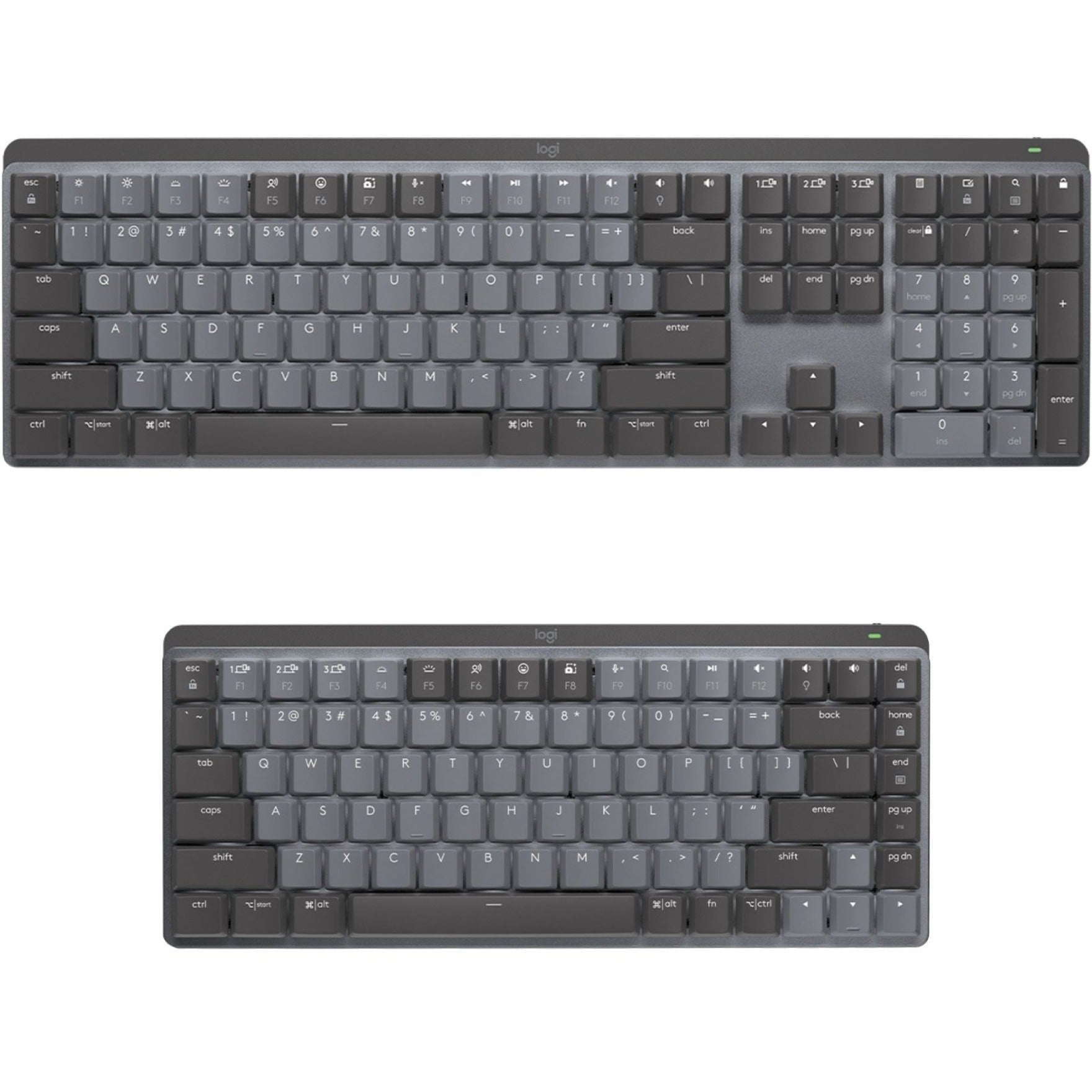 Logitech 920-010547 MX Mechanical Keyboard, Wireless Bluetooth, Quiet Keys, Rechargeable Battery, Illuminated, Full-size Keyboard