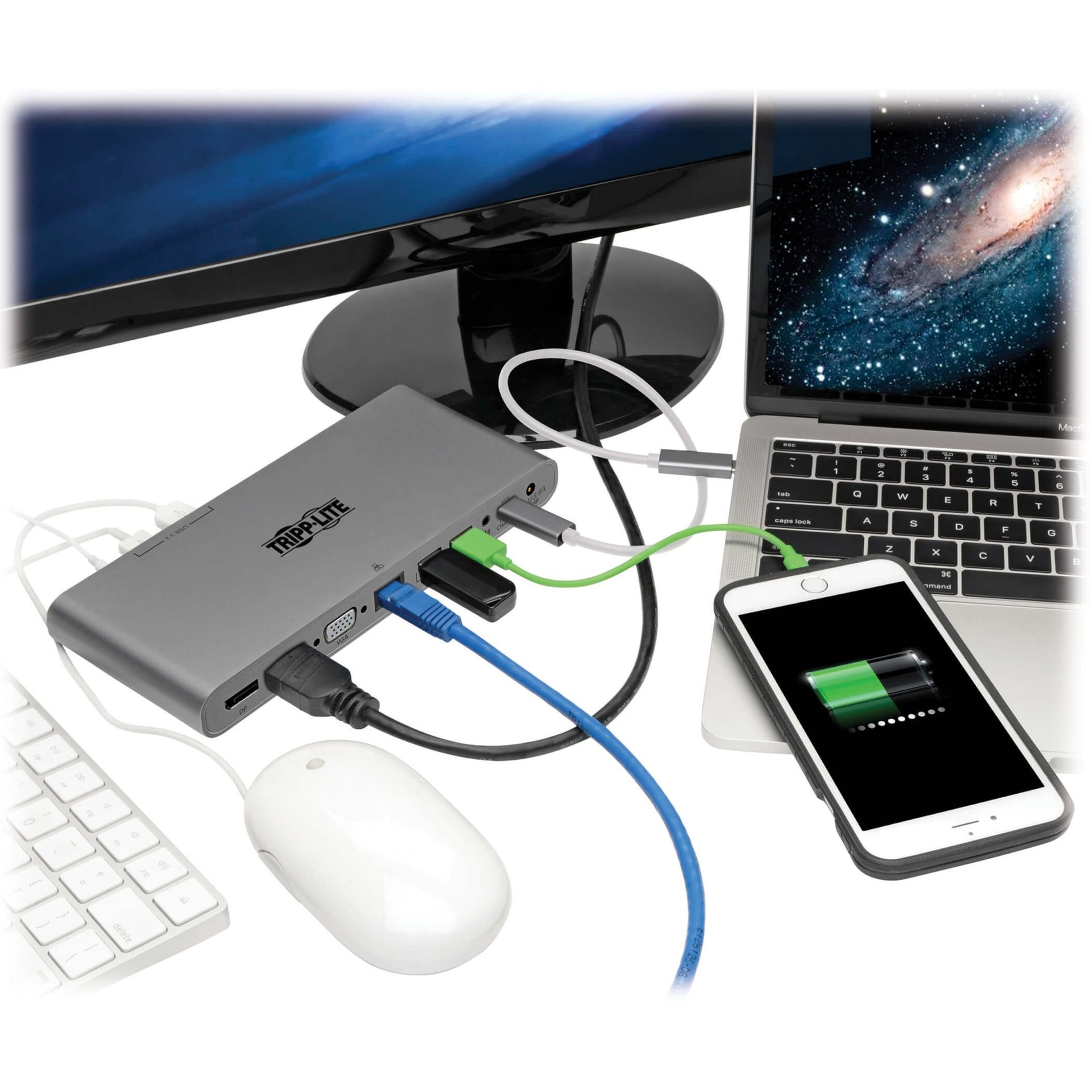 Docking station connected to multiple devices including laptop, phone, and peripherals-alternate-image8