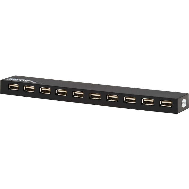 Angled perspective of USB hub showing port spacing and design