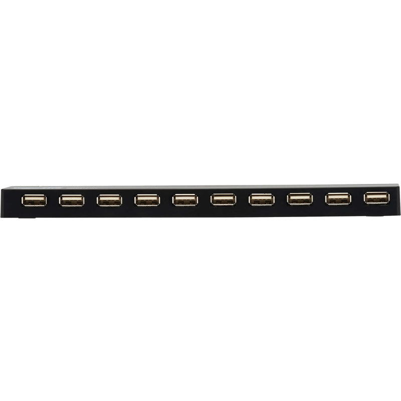 Front view of Tripp Lite 10-port USB hub showing linear arrangement of USB ports