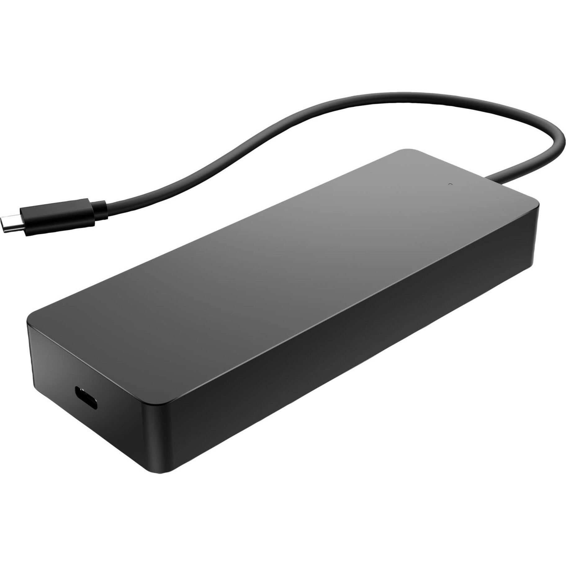 Side profile view of HP Travel USB-C Multi Port Hub highlighting its slim design and USB-C connection-alternate-image2