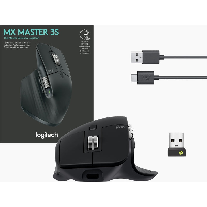 Product packaging and included accessories for MX Master 3S