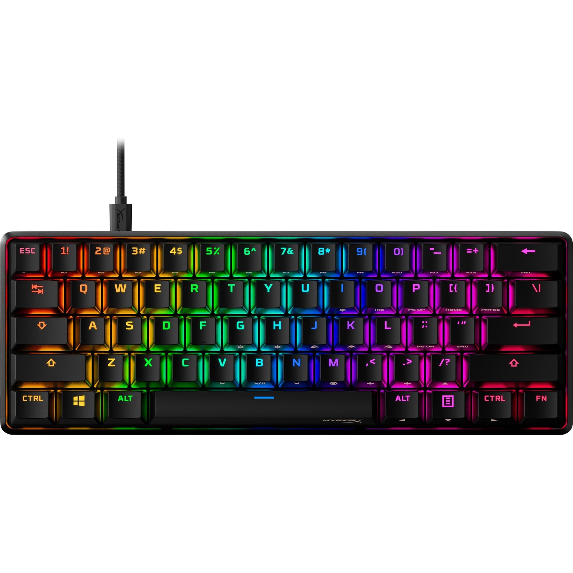 HyperX 4P5N4AA Alloy Origins 60 Mechanical Gaming Keyboard, HX Red, RGB LED Backlight, Anti-ghosting, Multi-host Support