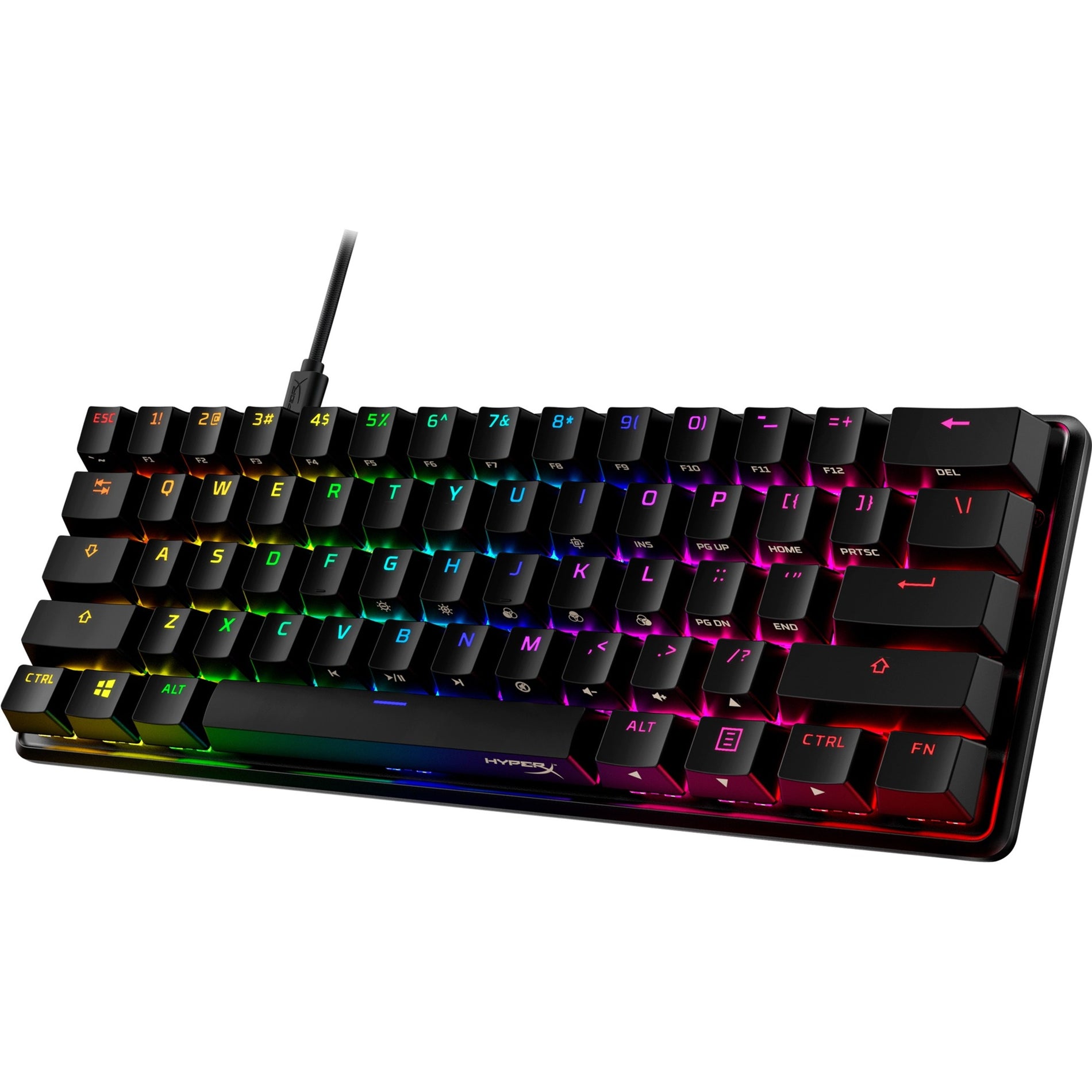 HyperX 4P5N4AA Alloy Origins 60 Mechanical Gaming Keyboard, HX Red, RGB LED Backlight, Anti-ghosting, Multi-host Support