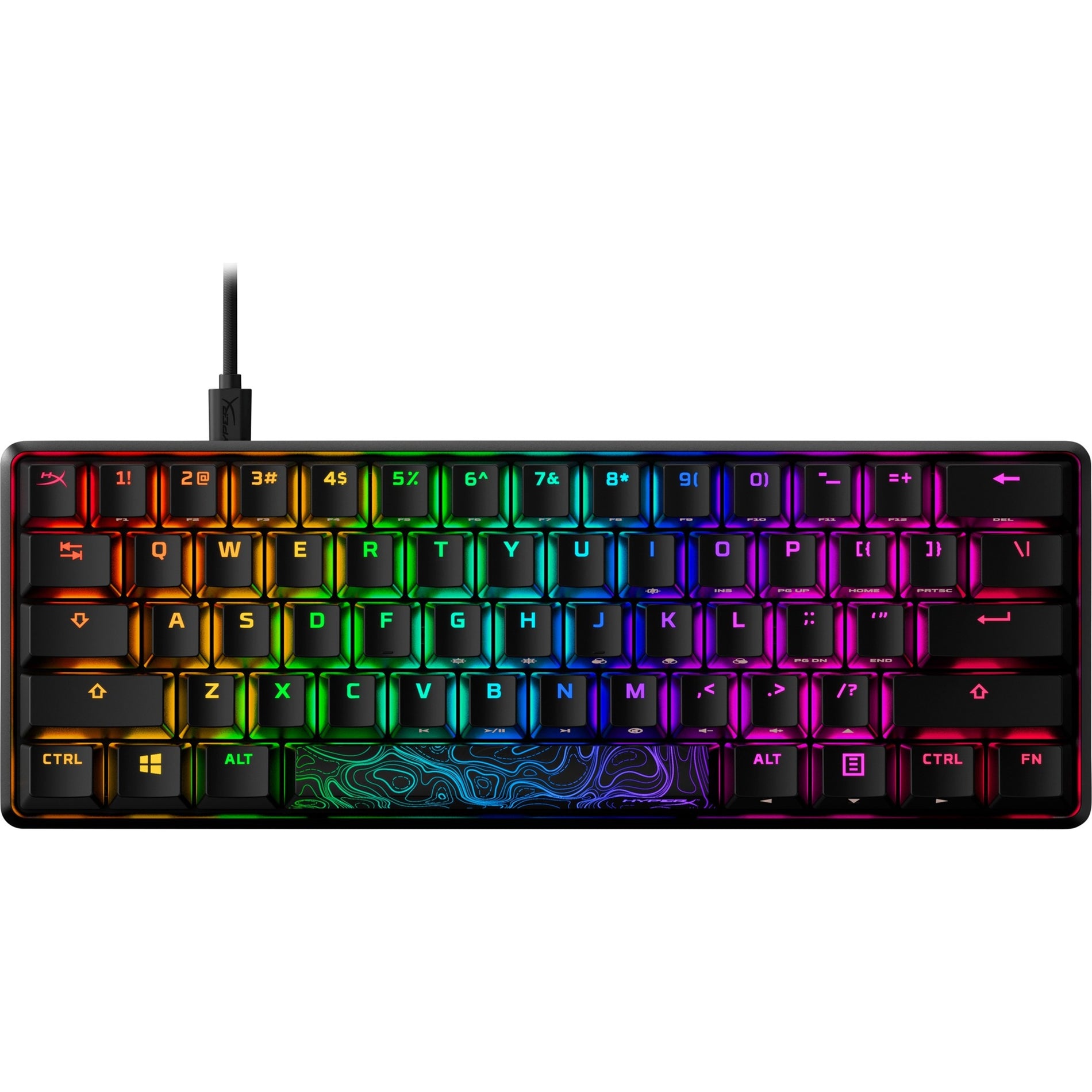 HyperX 4P5N4AA Alloy Origins 60 Mechanical Gaming Keyboard, HX Red, RGB LED Backlight, Anti-ghosting, Multi-host Support