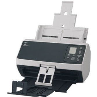 Side angle view of Fujitsu fi-8170 scanner showing compact profile and paper path-alternate-image2