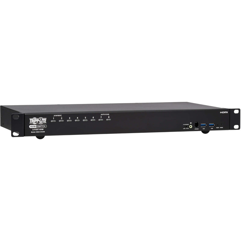 Front view of Tripp Lite B024-H4U08 8-port KVM switch showing control buttons and LED indicators