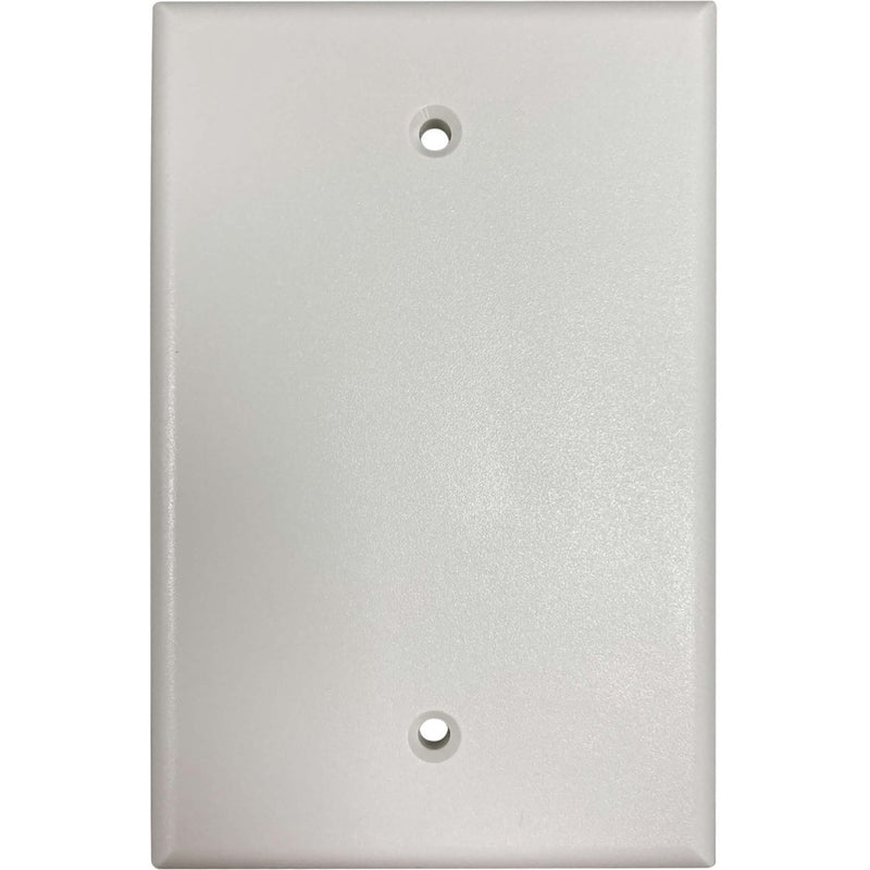 Front view of ivory matte blank wall plate with mounting holes