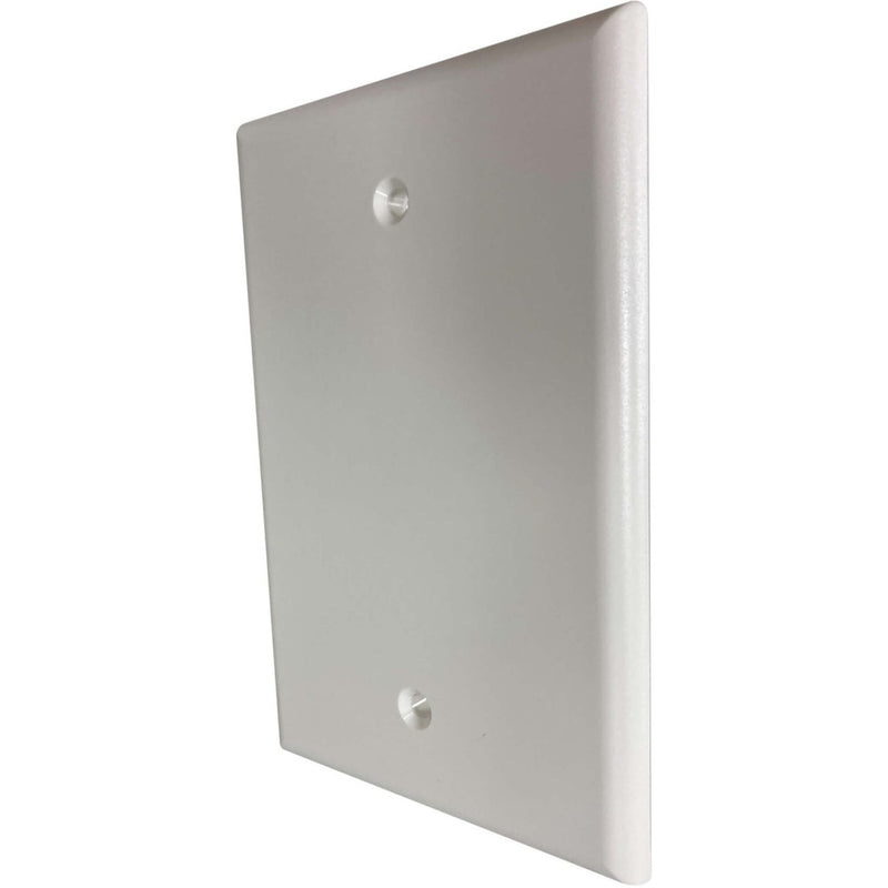 Angled view showing wall plate's slim profile and coverage area