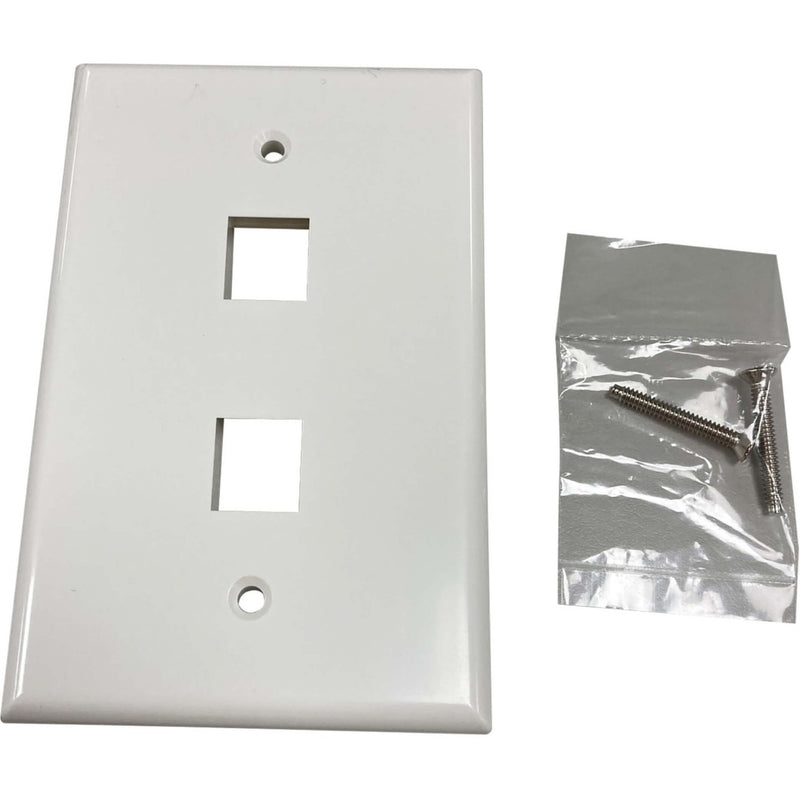 Wall plate shown with included mounting screws in sealed package