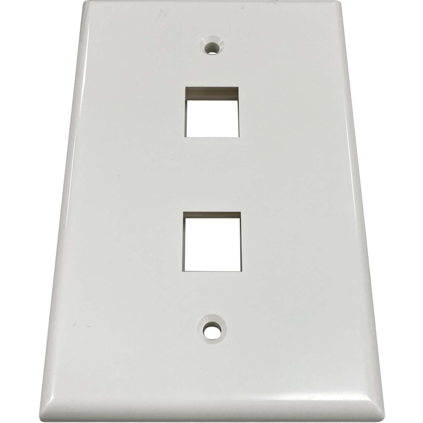 Front view of ivory 2-port keystone wall plate with antibacterial protection showing dual square openings-alternate-image1