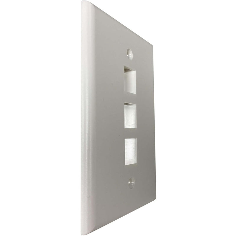 Side angle view showing slim profile and beveled edges of wall plate