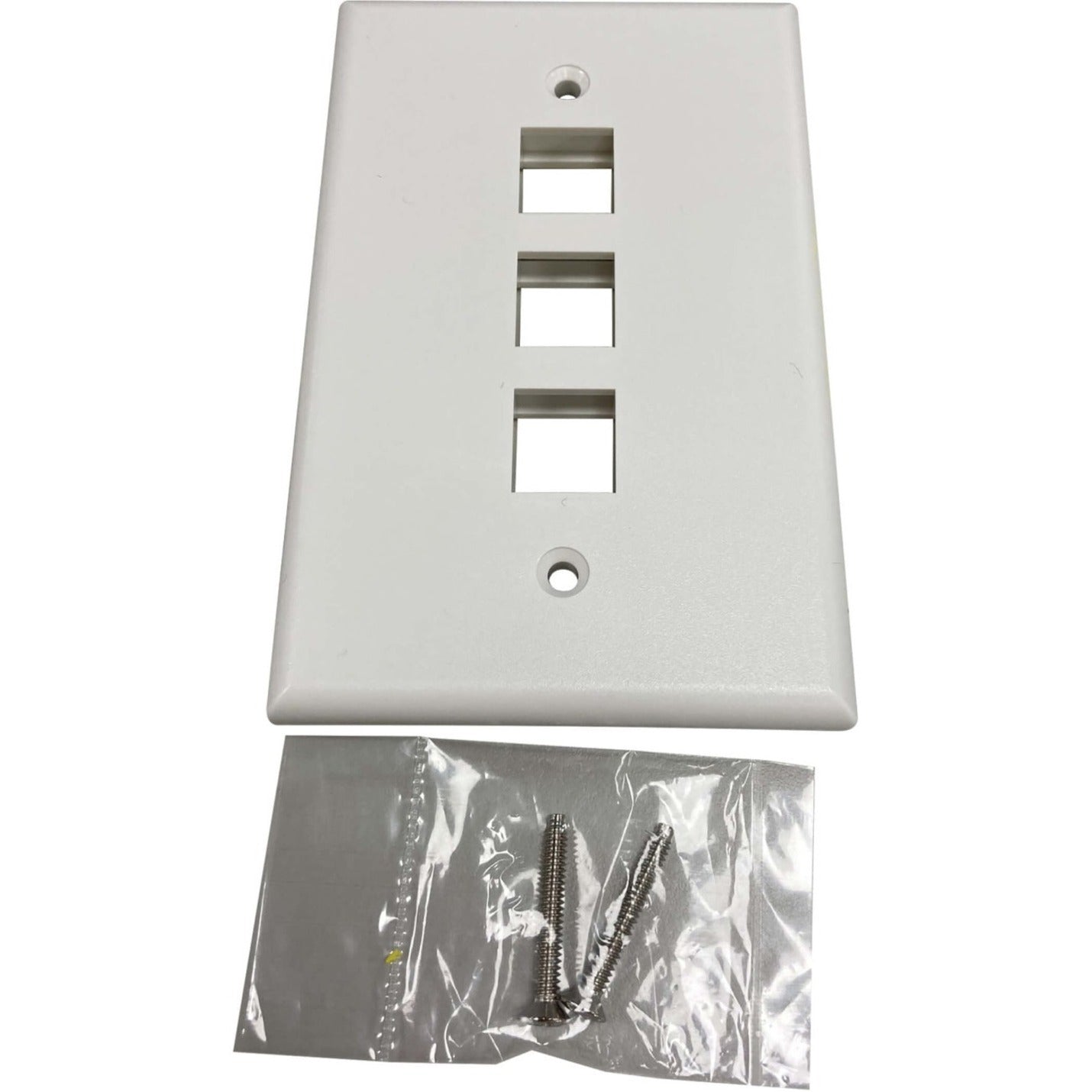 Tripp Lite N042AB-003-IVM Safe-IT 3-Port Single-Gang Keystone Wall Plate Antibacterial Ivory Matte TAA  ทริปไลท์ N042AB-003-IVM เซฟ-ไอที 3 พอร์ต สำหรับติดผนังแบบหนึ่งแถว ป้องกันแบคทีเรีย ไอวอรี่ แมท TAA