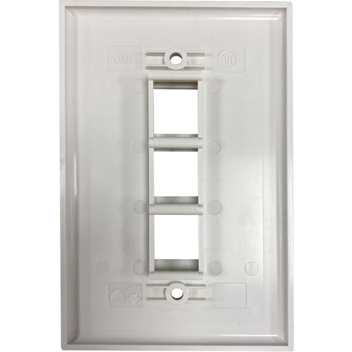 Rear view of wall plate showing internal mounting structure and keystone port frames-alternate-image2