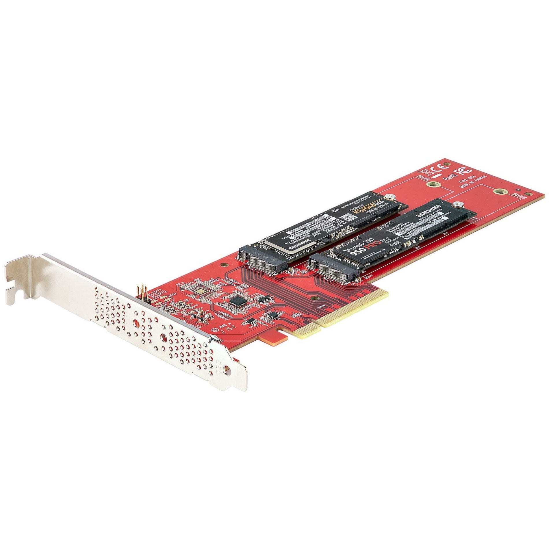 StarTech.com 启达科技  PCIe PCIe  M.2 M.2  Adapter Card 适配卡  Dual 双  NVMe NVMe  AHCI AHCI  SSD 固态硬盘  PCI Express PCI Express  Bifurcation 分流