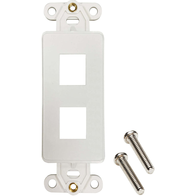 Front view of ivory 2-port antibacterial wall mount insert with mounting screws