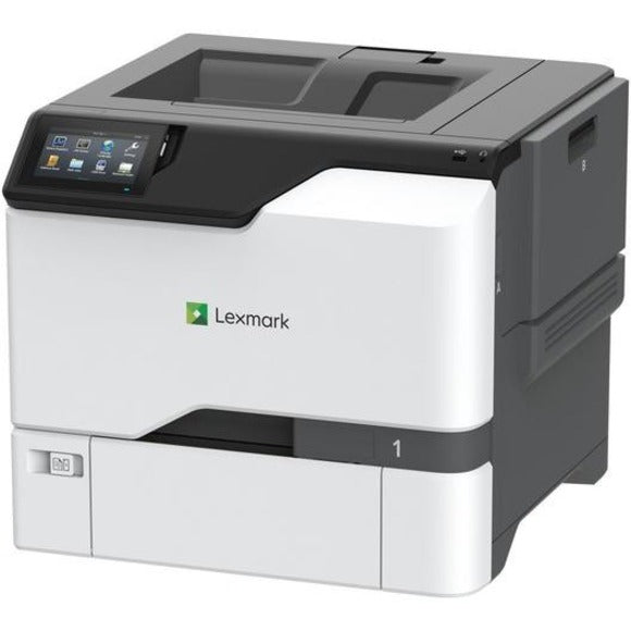 Side angle view of Lexmark CS735de showing ergonomic touchscreen placement and sleek design