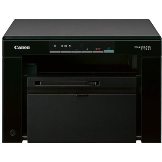 Front view of Canon imageCLASS MF3010 multifunction printer showing control panel and paper tray-alternate-image1