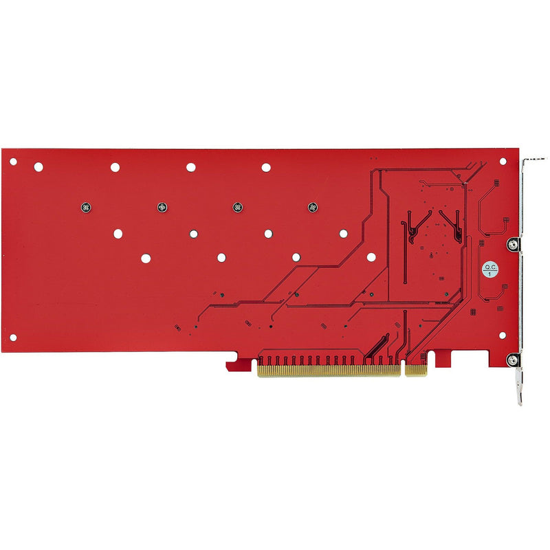 Bottom view of StarTech.com quad M.2 adapter showing PCIe interface