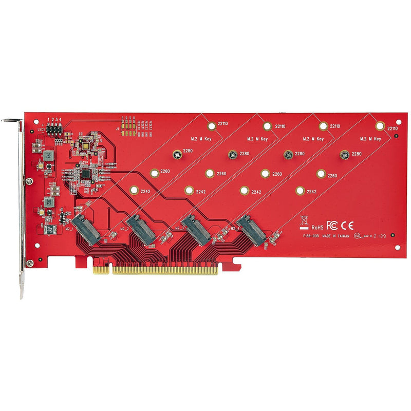 Top view of StarTech.com adapter showing labeled M.2 mounting positions