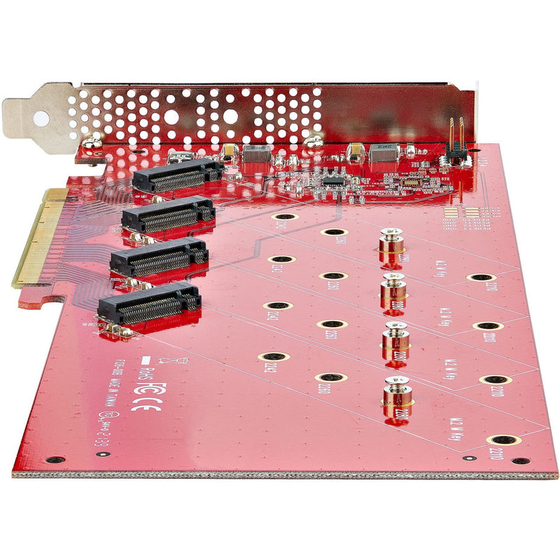 Detailed view of StarTech.com M.2 adapter component layout and M.2 slots