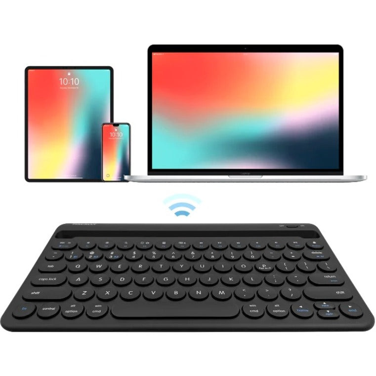 Macally BTTABKEYBATB Wiederaufladbare iPad Bluetooth Kompakte Tastatur Schnellumschaltung 3 Geräte Kabellos 30 ft Betriebsabstand 