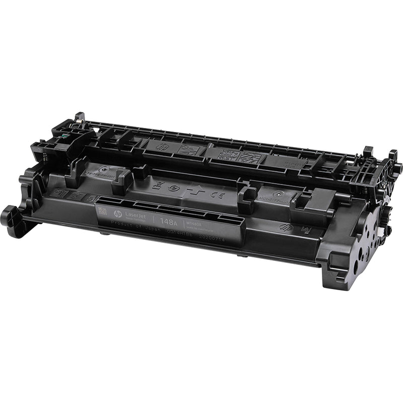 Angled view of HP 148A toner cartridge highlighting its design features and construction