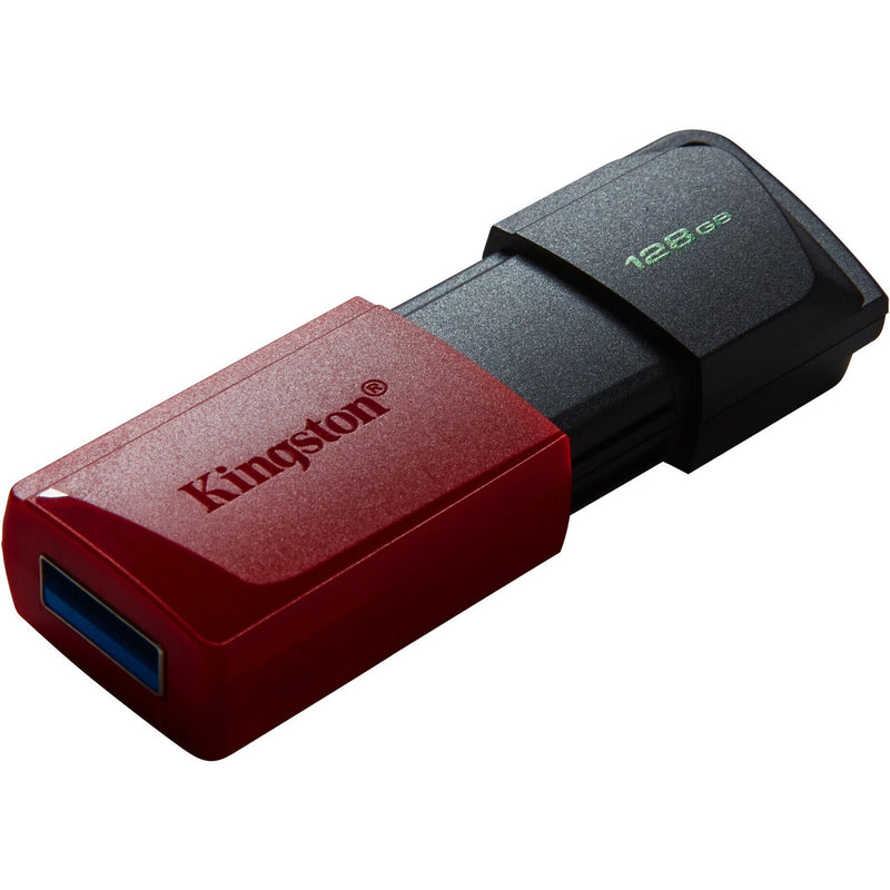 Kingston DataTraveler Exodia M USB flash drive showing red and black design with USB 3.2 connector