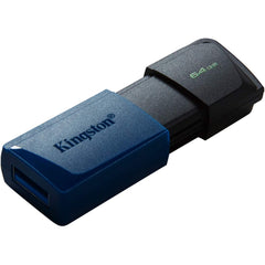 Kingston DataTraveler Exodia M USB 3.2 Gen 1 Flash Drive, 64GB Storage, Sliding Cap Design, Lightweight Portable Memory, Key Ring Loop, Black/Blue - DTXM/64GB (5 Year Warranty)