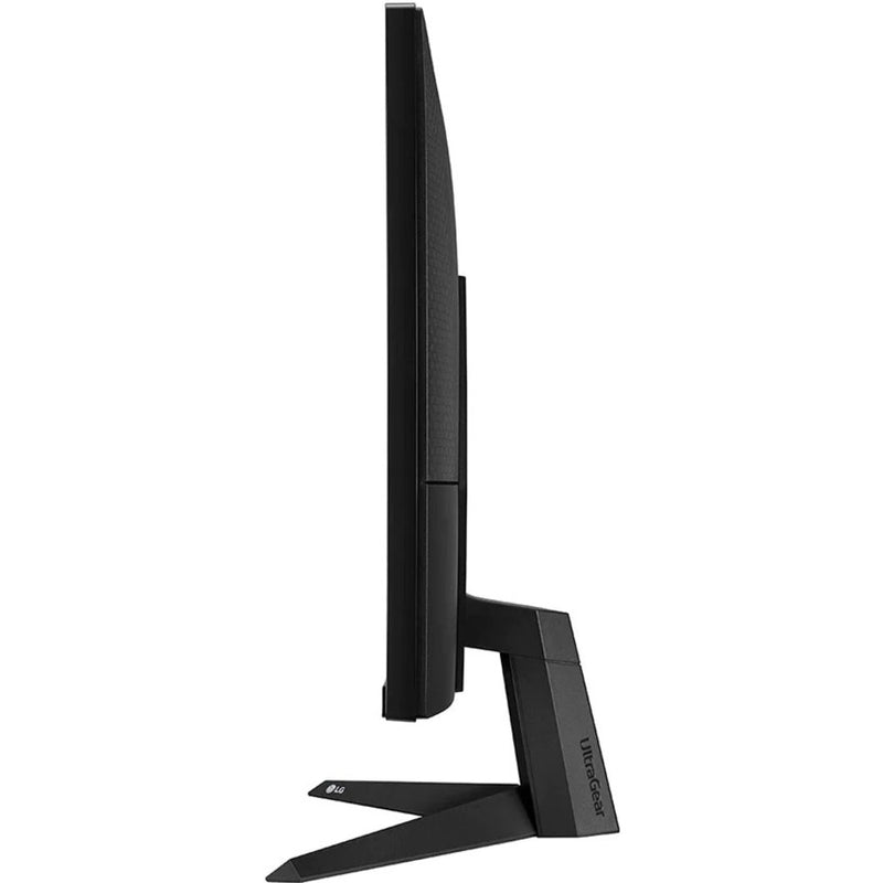 Side profile view of LG UltraGear monitor showing slim design and stand