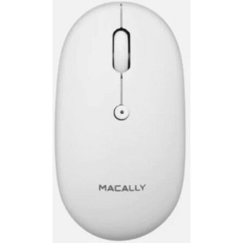 Top-down view of white Macally mouse showing minimalist design-alternate-image7