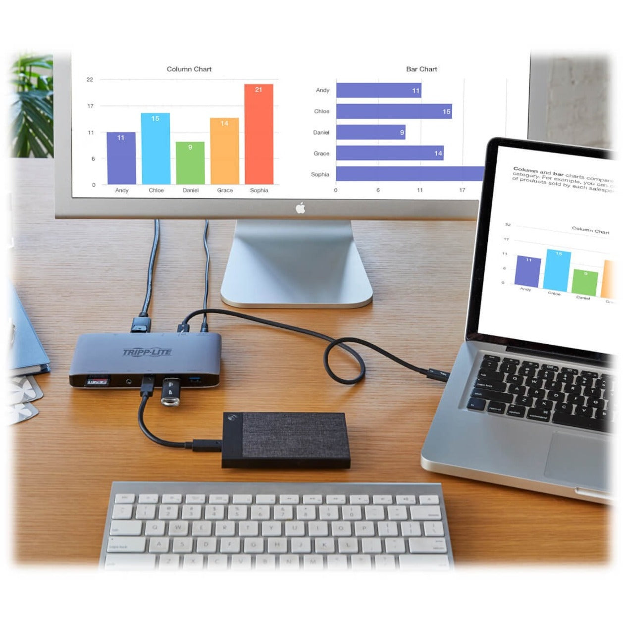 Docking station connected to laptop and external display showing productivity setup-alternate-image10