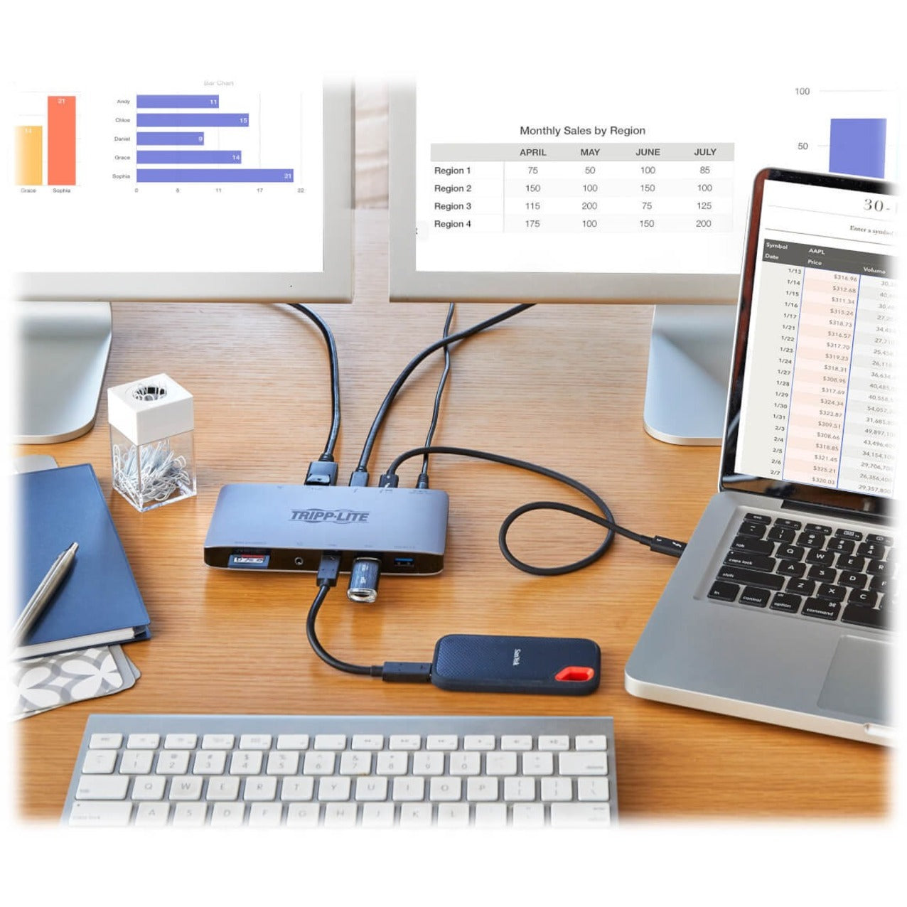 Docking station in use with laptop and multiple peripherals-alternate-image9