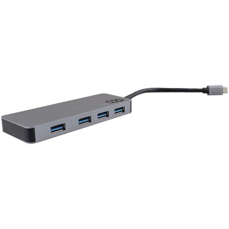 Close-up view of CODi USB hub's four USB 3.0 ports with blue indicators