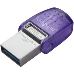 Kingston DataTraveler microDuo 3C Dual USB Type-C/Type-A Flash Drive, 256GB Storage, 200MB/s Read Speed, Purple - DTDUO3CG3/256GB (5 Year Warranty)