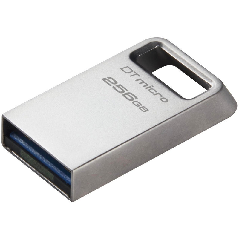 Side view of Kingston DataTraveler Micro USB flash drive showing compact metal design with capacity marking