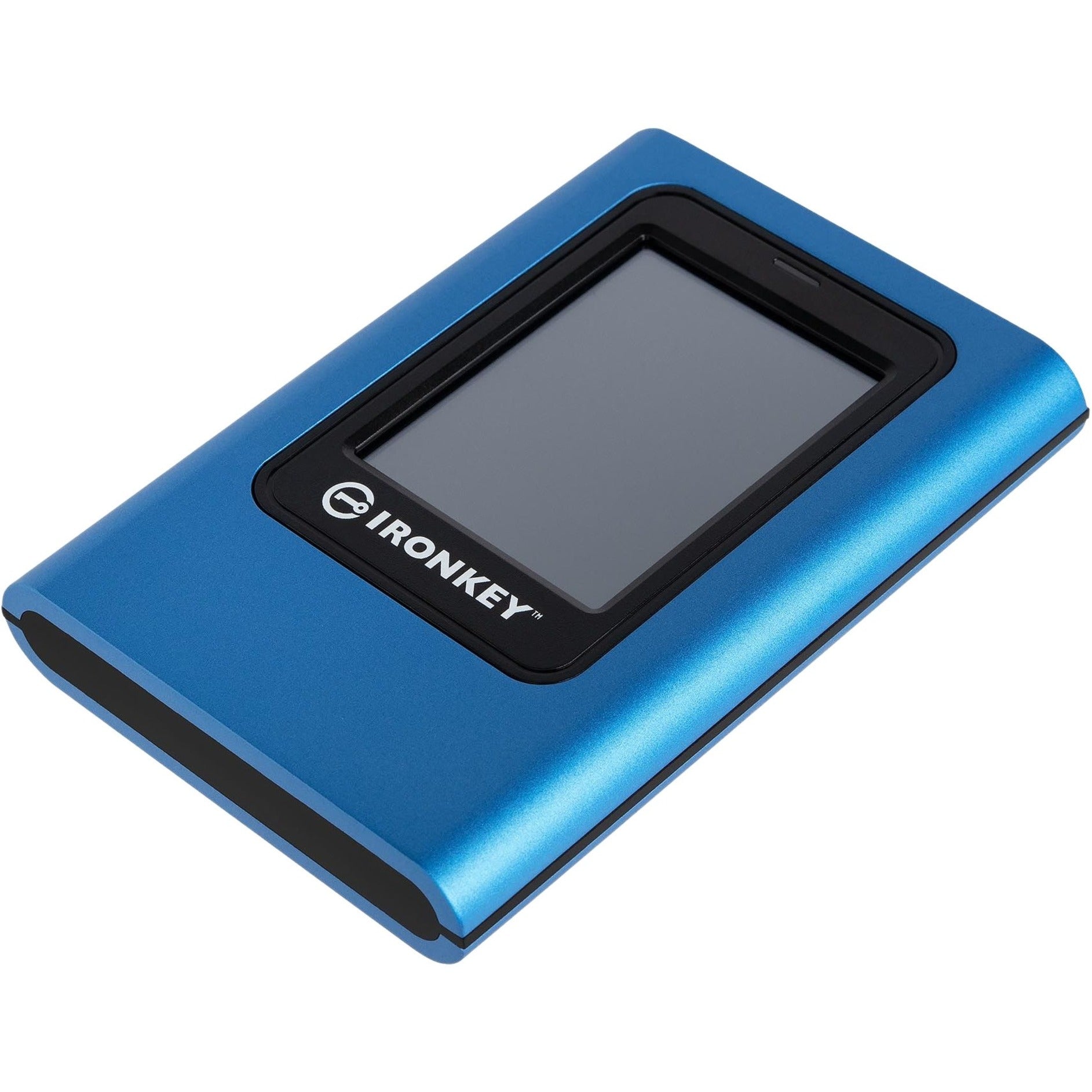 IronKey Vault Privacy 80 External SSD in metallic blue with black touchscreen display-alternate-image1