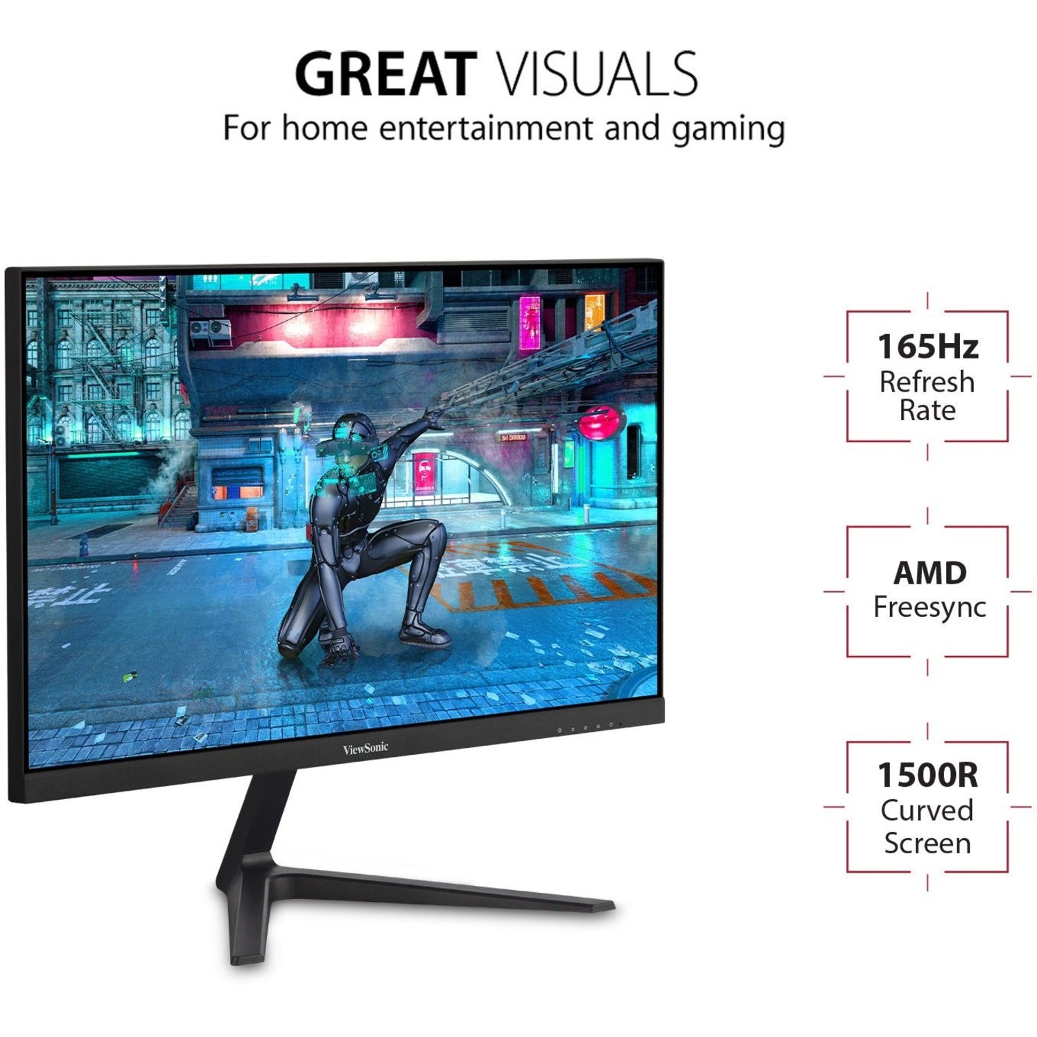 ViewSonic VX2418C 24" 165Hz Curved Gaming Monitor, Full HD, 1ms Response Time, HDMI/DisplayPort