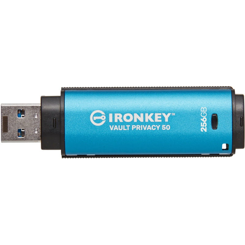 Horizontal view of IronKey USB drive showing sleek profile and USB connector