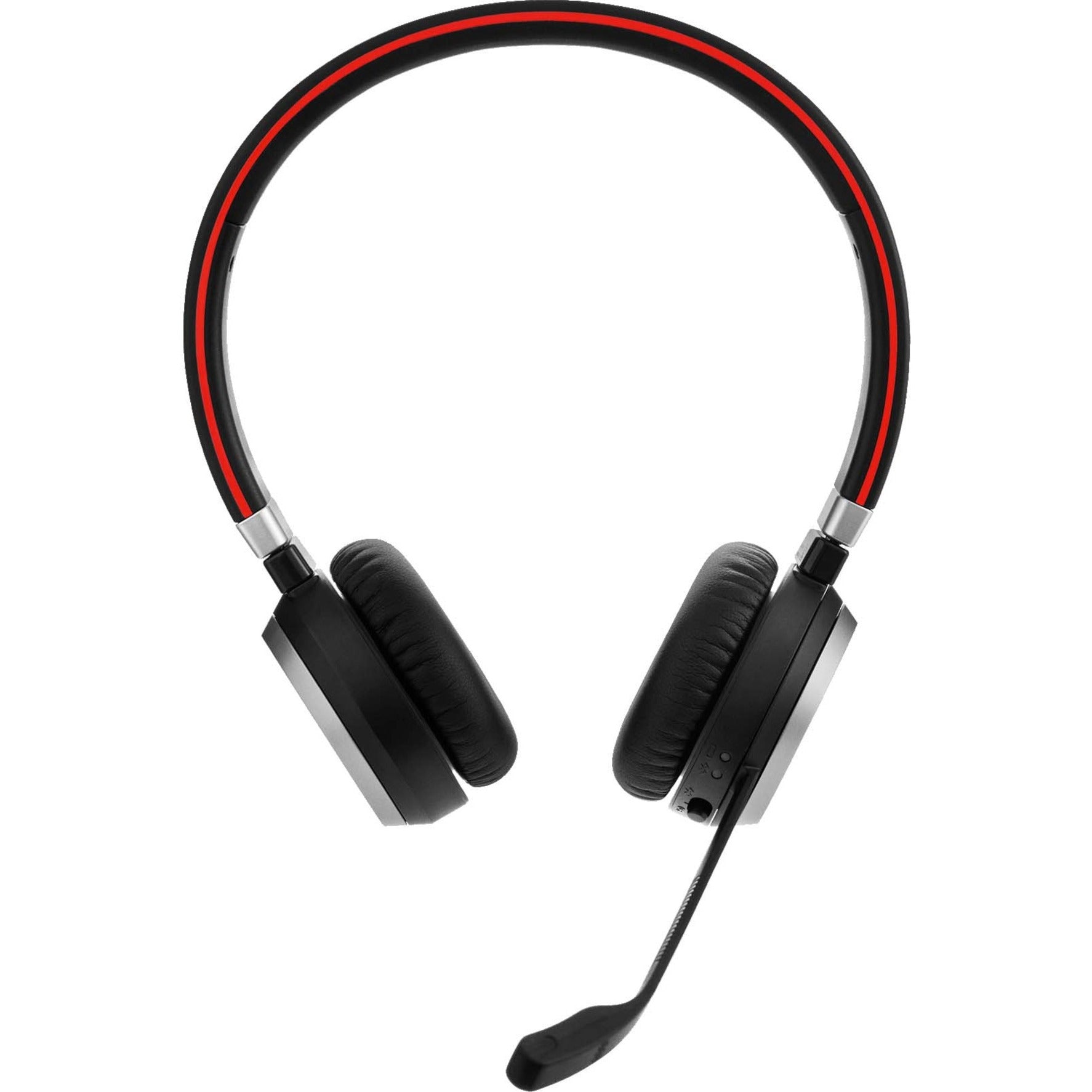 Side view of Jabra Evolve 65 headset showing cushioned ear cups and adjustable microphone boom-alternate-image2