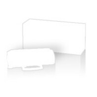 Lexmark 73D0W00 waste toner container shown in white, featuring secure closure system and ergonomic design