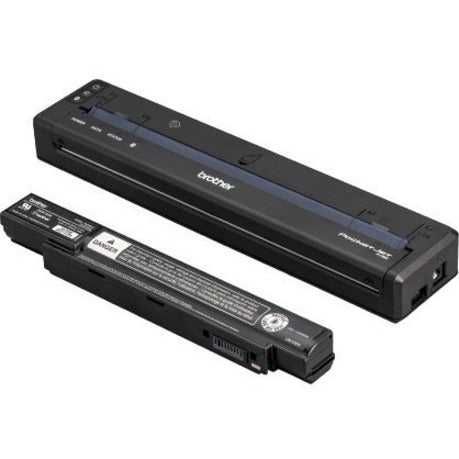 Side view of Brother PocketJet 8 printer with battery pack showing power capacity-alternate-image2