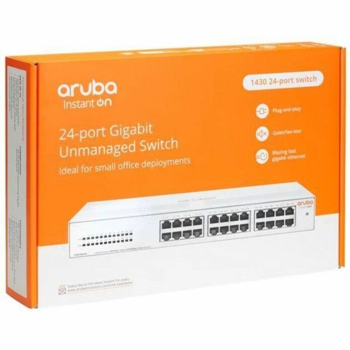 Interruptor Aruba Instant On 1430 24G Red Ethernet Gigabit Montable en la pared en la mesa debajo de la mesa Montable en rack Blanco