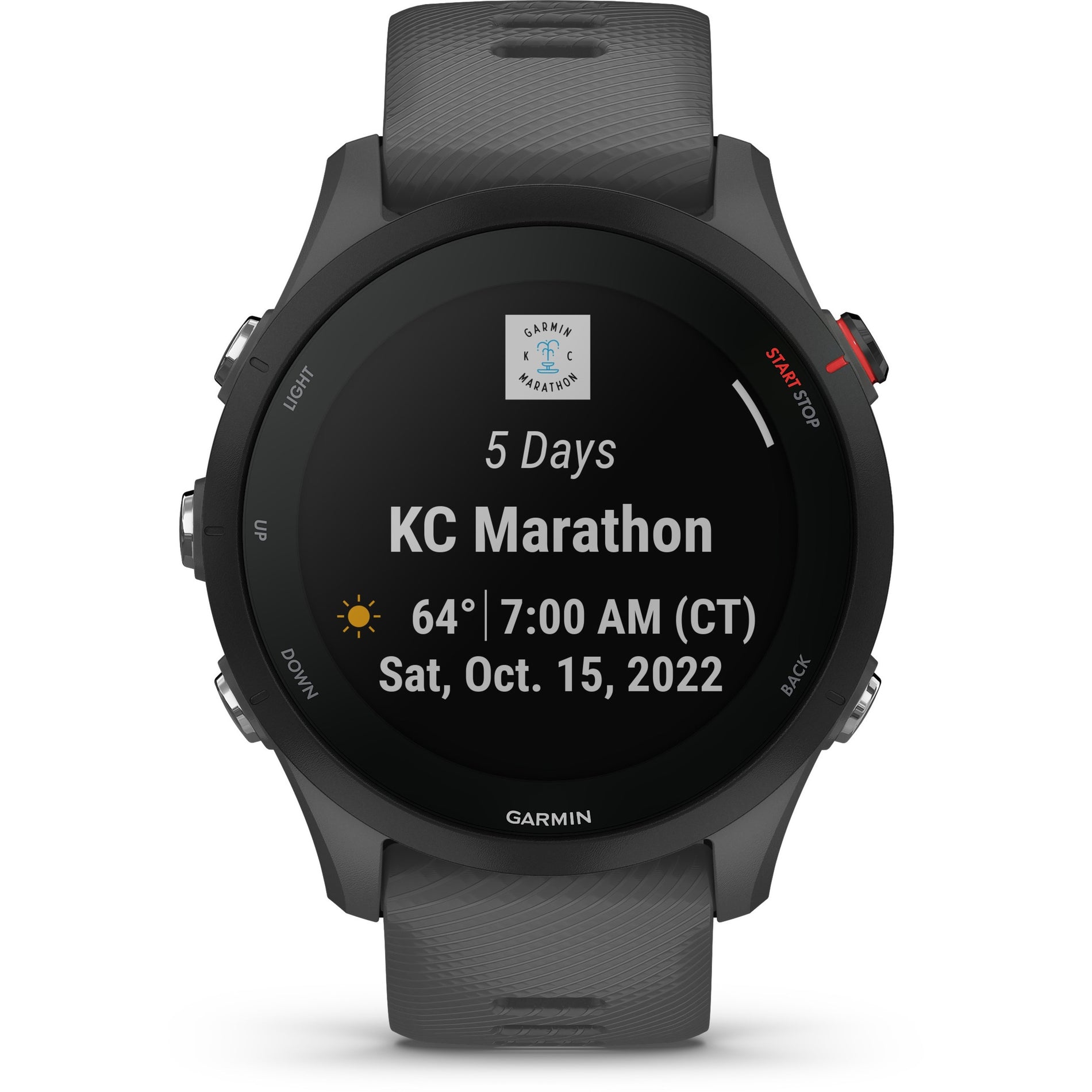 Garmin 010-02641-00 Forerunner 255 Smart Watch, Slate Gray, Water Resistant, GPS, Heart Rate Monitor, Music Player