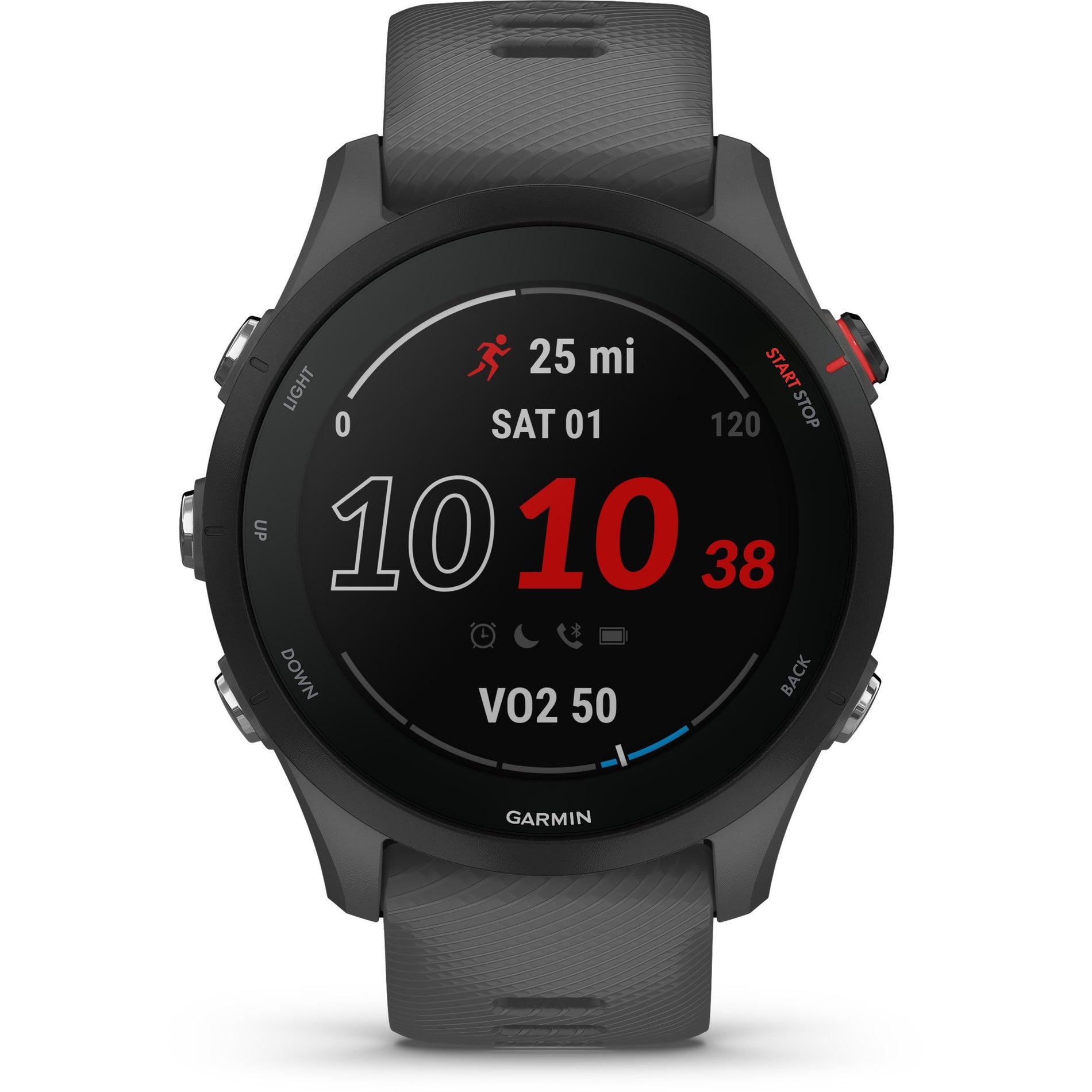 Garmin 010-02641-00 Forerunner 255 Smart Watch, Slate Gray, Water Resistant, GPS, Heart Rate Monitor, Music Player