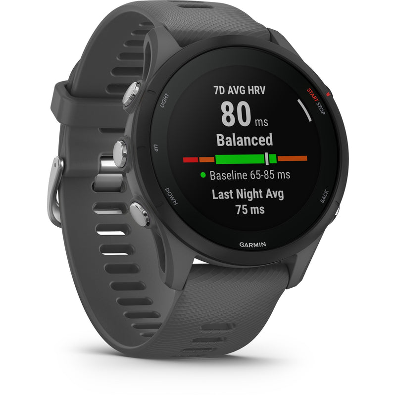 Garmin Forerunner 255 displaying HRV status screen with recovery metrics