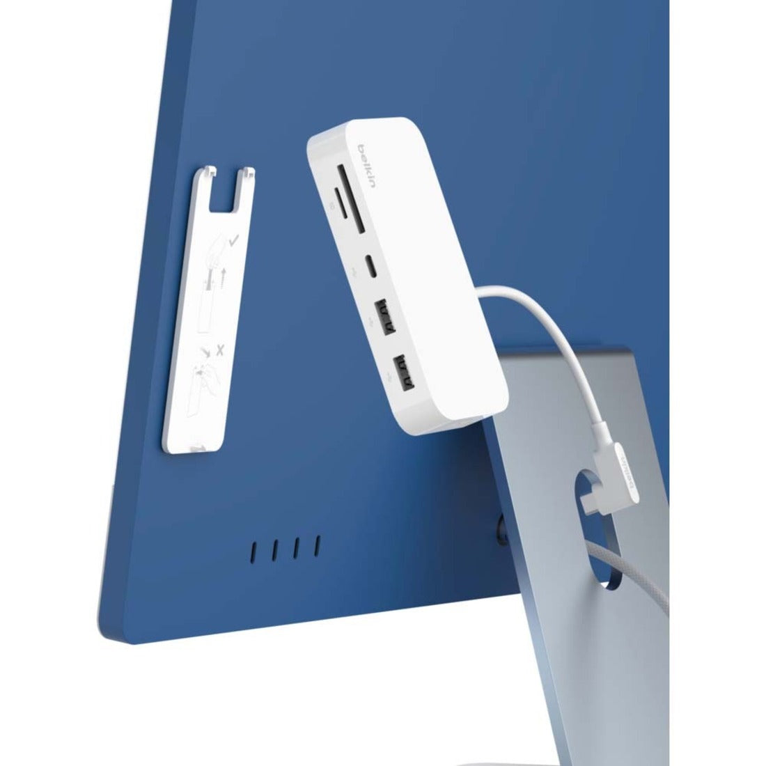 Belkin INC011TTWH Connect USB-C 6-in-1 Multiport-Hub mit Halterung Dockingstation für iMac PC MacBook Chromebook USB-C-Geräte und Geräte mit Thunderbolt 3-Anschluss