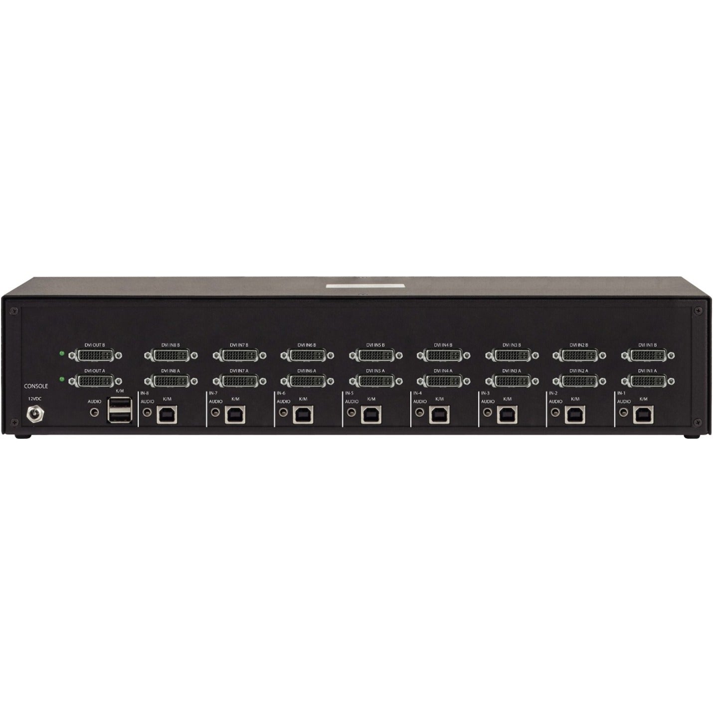 Rear view of Black Box KVS4-2008D showing multiple DVI-I ports and USB connections with secure isolation-alternate-image3