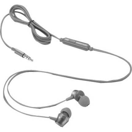 Lenovo 110 Analog In-Ear Headphones showing full cable length with inline control module and 3.5mm connector