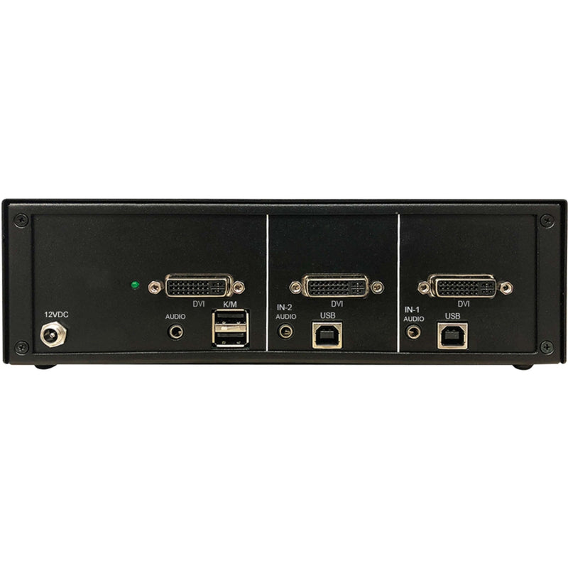 Rear panel view of Tripp Lite Secure KVM Switch showing DVI, USB, and audio ports